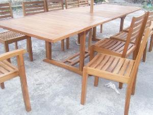 Solid Teka Vienna Outdoor Dining Set Teak Garden Furniture Bali Java Indonesia