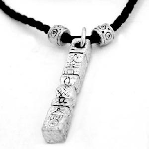 Tibetan Silver Eight Auspicious Symbols Mantra Necklace