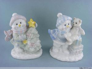 Ceramic Snowman Figurines, Nativity Set, Religious Crafts, Souvenirs