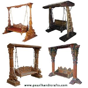 Wooden Carved Swing, Painted Swing, Silver Mounted Swings And Other Carevd Furniture