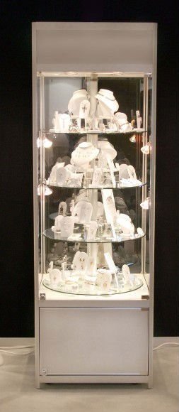 Glossy White Jewelry Display Tower Showcase