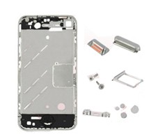 Mirror Metal Middle Plate Cover Buttons Pentalobe Screw And Sim Card Tray For Iphone 4 Silver