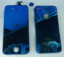 shinning lcd diaplay digitizer toch screen home button blue iphone 4 plating kits