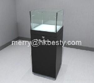 Led Wooden And Glasses Small Tower Jewellery Display Showcases And Diamond Display Showcases