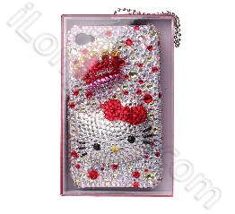 Luxurious Hello Kitty Style Swarovski Diamond Cases For Iphone-4 Purple