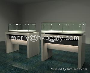 jewellery display showcase mdf tempered clear glass