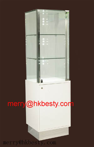 tempered clear glass jewellery display cabinet