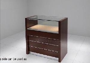 Dark Colour And Wooden-grain Jewellery Display Counter