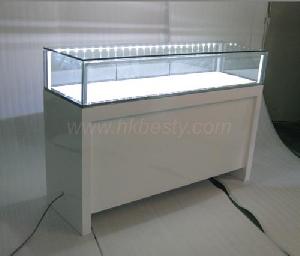 White Glossy Jewellery Display Counter Design