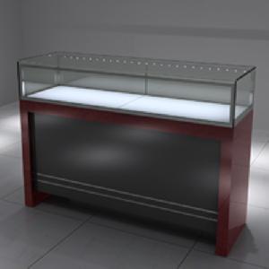 Red And Grey Lacquered Jewelry Jewellery And Watch Diplay Counter With Lights