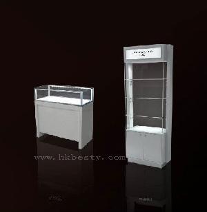 White Lighted Silver Display Counter And Cabinet Design