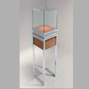 Glass Lighted Jewelry Display Case With Aluminum Frame