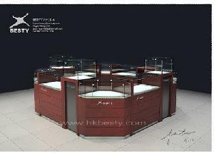 Red Matte Jewelry Display Kiosk, Jewelry Store Counter And Design