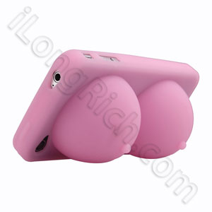 Ibooty Silicone Case And Stand For Iphone 4 Bra Bright Pink