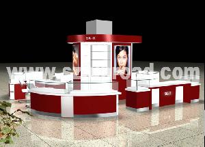 Elegnt Cometic Display Kiosk With Cabinet And Stand