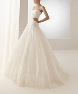 2011 Pleat Embellished Strapless A-line Floor-length Wedding Dress