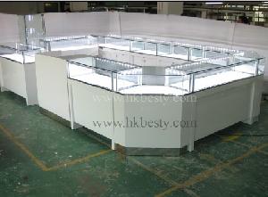 Jewelry Display Cabinet, Display Kiosk And Counter In Jewelry Store Or Shopping Mall