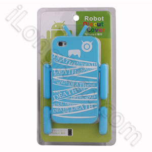 Good Quality Robot Series Silicone Cases For Iphone 4 Blue