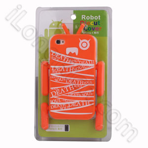 Good Quality Robot Series Silicone Cases For Iphone 4 Oranger