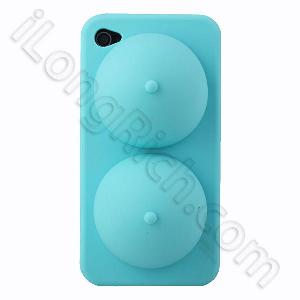 Ibooty Series With Stand Silicone Case For Iphone 4 Light Blue