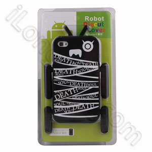 Robot Series Silicone Cases For Iphone 4 Black