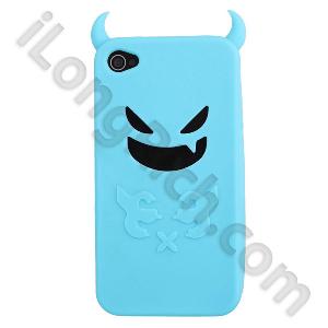 Light Blue Fox Face Series Soft Solicone Cases For Iphone 4