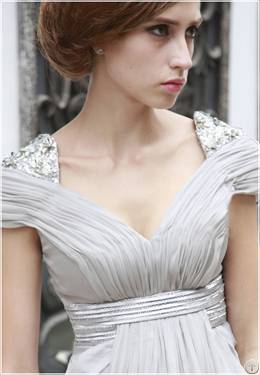 Deep V-neck Sequins Embellished Fashion Formal Gown