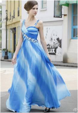 Rhinestone Embellished Pleated Fashion Formal Gown