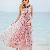 Bohemian Elegant Slim Sand Long Pink Chiffon Dress