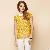 Dots Print Short Sleeve Yellow Blouses For Women