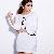 Elegant Color Contrast Round Collar Loose Dresses White Green