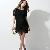 Western Elegant Round Collar Black Lace Dress