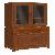 Minimalist Vitrine Cabinet 2 Drawers 4 Doors And Glass, Indoor Mahogany Indonesian Wooden Furniture