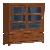 Simply Modern And Minimalist Vitrine Cabinet 2 Sliding Glass Door 3 Drawer Teak Mahogany Furniture