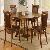 Adf-04 Leather Chair Round Table Dining Set Teak Mahogany Indoor Furniture