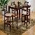 Adf-12 Bar Dining Set Square Table Teak Mahogany Wooden Indoor Furniture Kiln Dry